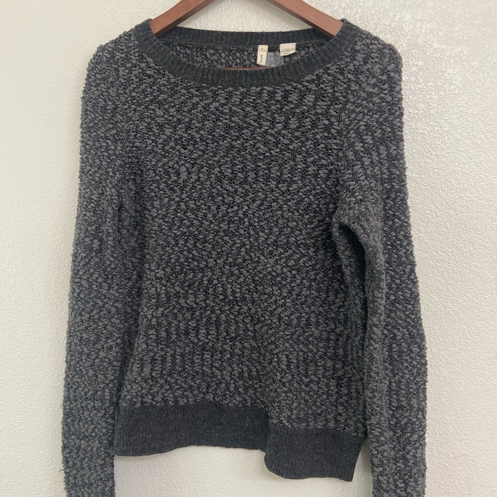 Anthropologie Moth Charcoal Gray Crew Neck Pullover Sweater Sz Medium
